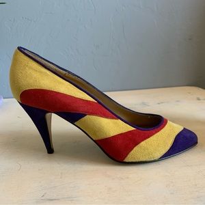 MORGAN TAYLOR | ✨ VINTAGE ✨ Color Block Suede Heels Size 6